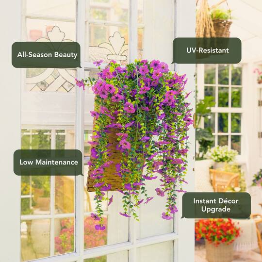 30" UV Resistant Artificial Daisy Hanging Bushes
